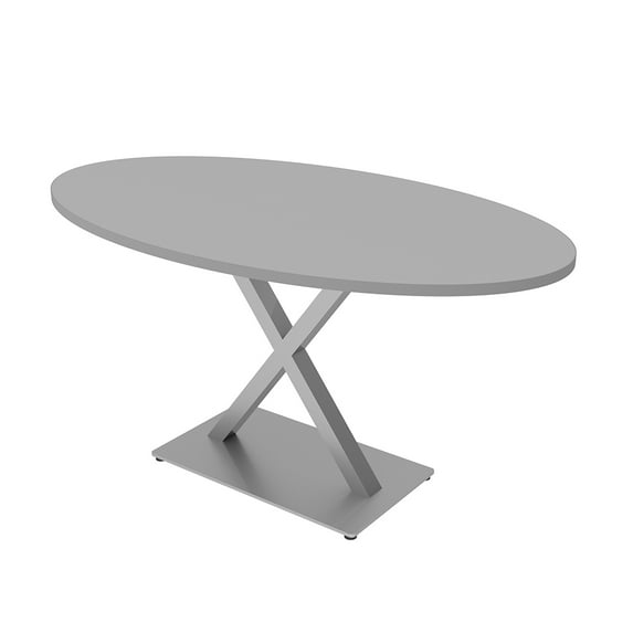 Small 4 Person Oval Conference Room Table With X Base And Power Unit