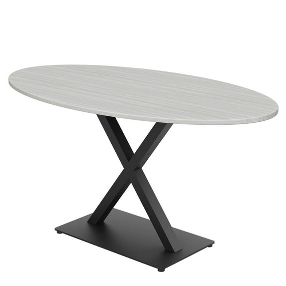 Small 4 Person Oval Conference Room Table With X Base And Power Unit