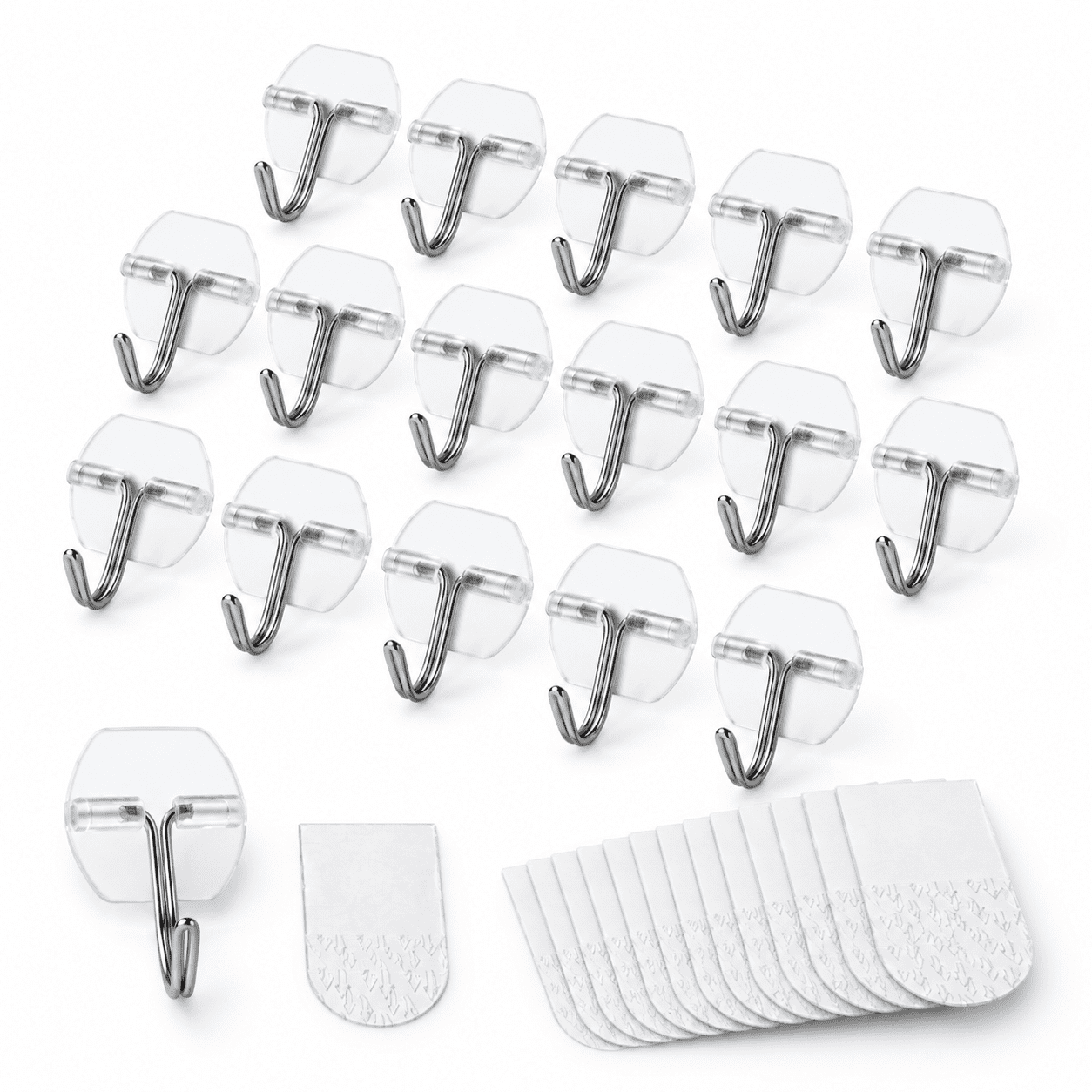 Small Gear Racks Small 40 Clear Wire Utility Adhesive Hooks with Removable Strips for ...