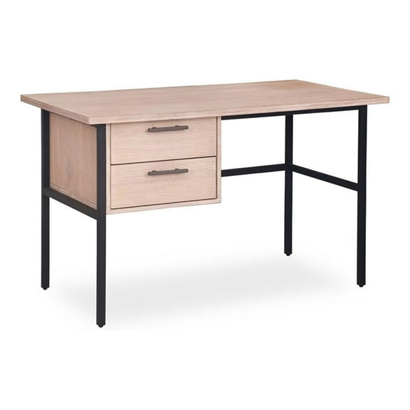 Small 48-inch Mountain White Wood Veneered Desk with Drawers