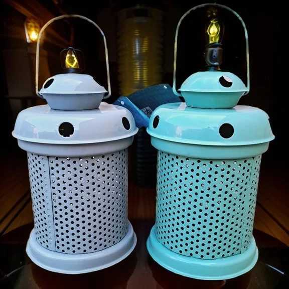 Small 5.5" Round Metal Pillar Candle Holder Lantern Indoor Outdoor Hanging New(Set of 2)