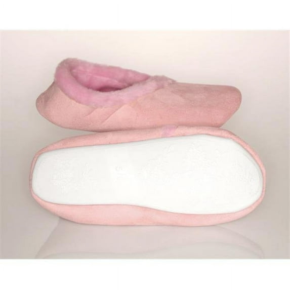 Small 5-6 Womens Synthetic Fur Lined Suede Slippers in Pink