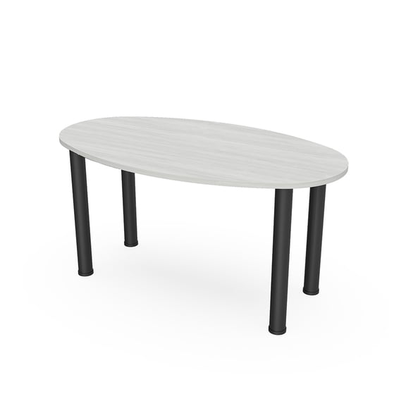 Small 5 Ft Oval Boat Shaped Conference Table Post Legs Power And Data