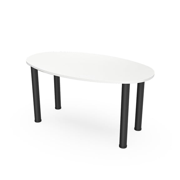 Small 5 Ft Oval Boat Shaped Conference Table Post Legs Power And Data