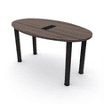 thumbnail image 1 of Small 5 Ft Oval Boat Shaped Conference Table Post Legs Power And Data, 1 of 7