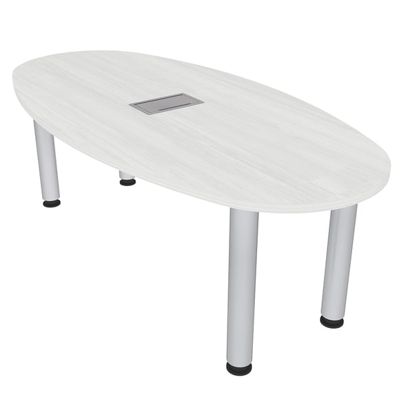 6 Person Oval Boat Shaped Conference Table Silver Legs Power And Data