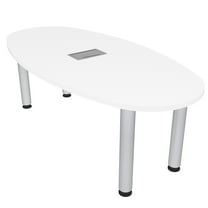 Small 5 Ft Oval Boat Shaped Conference Table Post Legs Power And Data