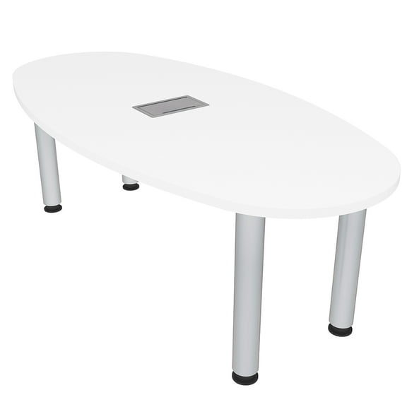 Small 5 Ft Oval Boat Shaped Conference Table Post Legs Power And Data