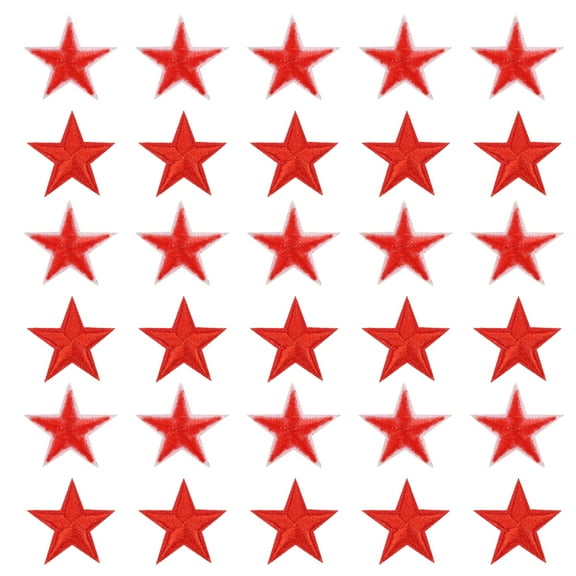 Small 5Star Iron on Patches Embroidered Sew Patches Appliques Garment Embellishments Bright Red 30 Pack