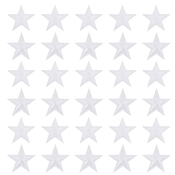 Uxcell Small 5 Star Iron on Patches Embroidered Sew Patches Appliques Garment Embellishments White 30 Pack