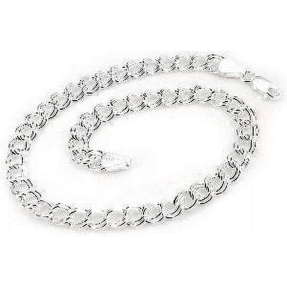 Small 5mm Wide Sterling Silver 7" Double Link Chain Charm Bracelet