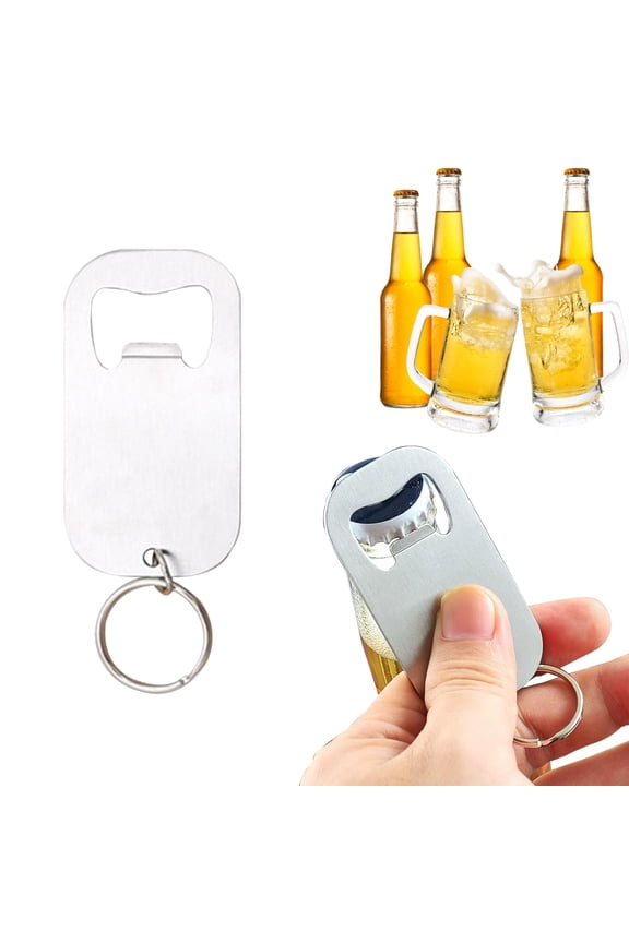Small 5x3 Soda Screwdriver Keychain – Stainless Bar Keychain Beverage Can Opener – Beer Keychain with Key Rings for All Beer Bottle Caps Bar Kitchen Restaurant Miyuadkai