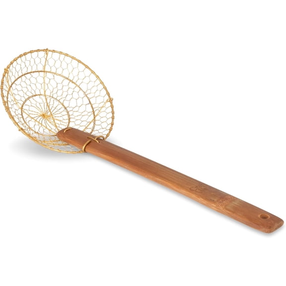 Small 6-Inch Brass Mesh Strainer/Spider Skimmer Zhao Li, Robust & Elegant Kitchen Tool for Frying & Straining, Authentic Oriental Cookware - / 732W7
