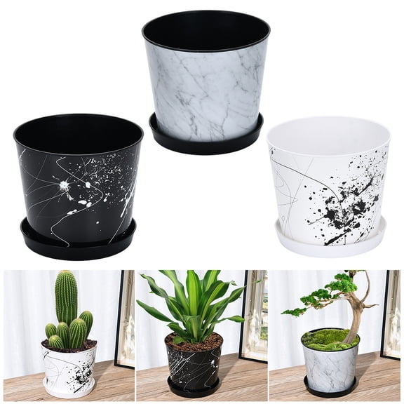 Small 6 Inch Planter for Indoor Plants Plastic Flower Pot with Drainage Hole And Saucer for Orchids Violets Herbs