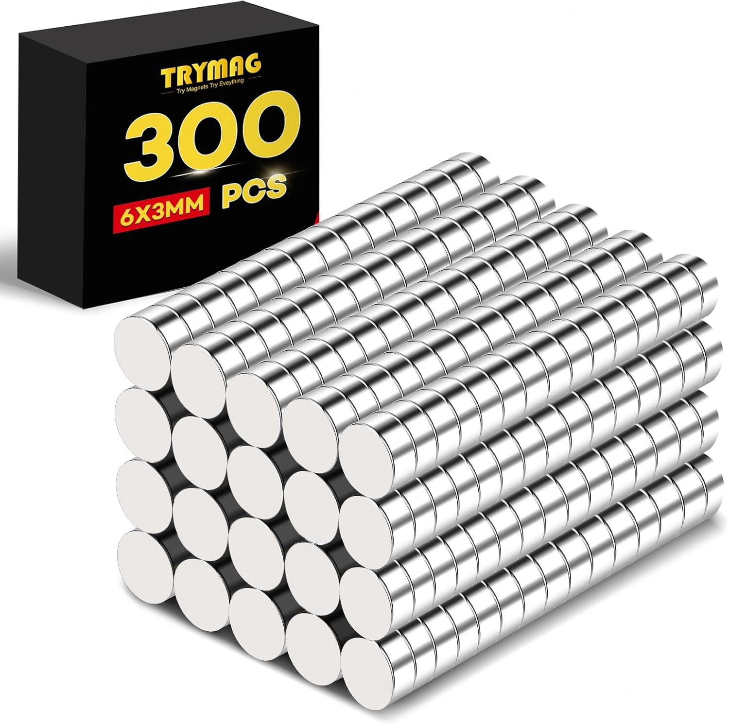 Small 6x3mm Refrigerator Magnets, 300Pcs Small Round Rare Earth Multi-Use Tiny Neodymium Fridge Magnets, Premium Cylinder Office Magnets for Whiteboard, Crafts, Dry Erase Board, School