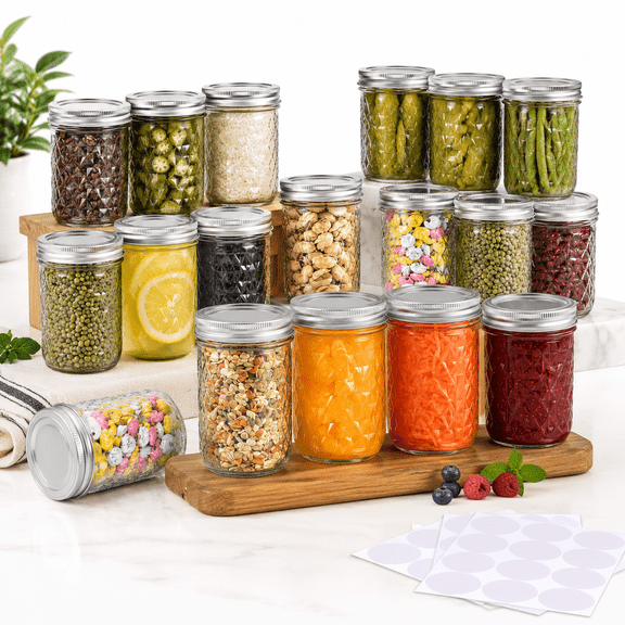 Small 8 Oz 24 Pack Half Pint Glass Canning Jars With Lids And Bands