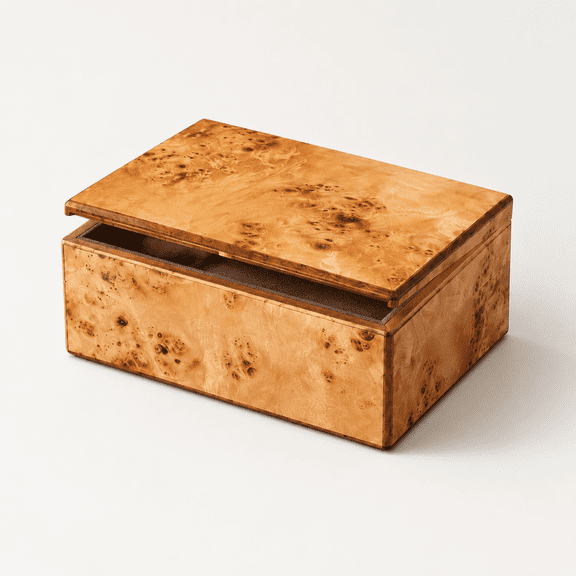 Small - 8 inches Burl Wood Suede-lined Decorative Storage Box