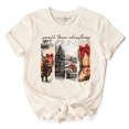 thumbnail image 1 of Small Town Christmas T‑Shirt, Highland Cow Rustic Western Cowgirl Holiday Tee, 1 of 14