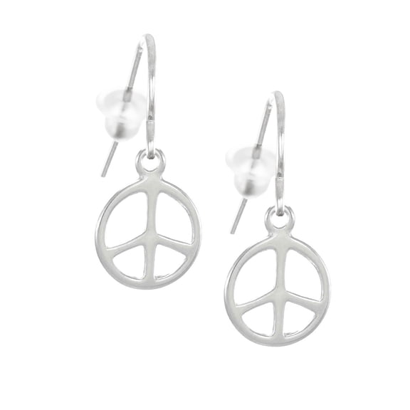 Dainty Small Sterling Silver Peace Earrings, Hypoallergenic Platinum Ear Wires