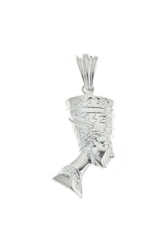 Small .925 Sterling Silver Queen Nefertiti Pendant (MADE IN USA) -