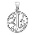 thumbnail image 1 of Small 925 Sterling Silver Rhodium Plated Fancy Script Letter J Initial Pendant Necklace 25.65x16.99mm Wide 0.68mm Thick, 1 of 2