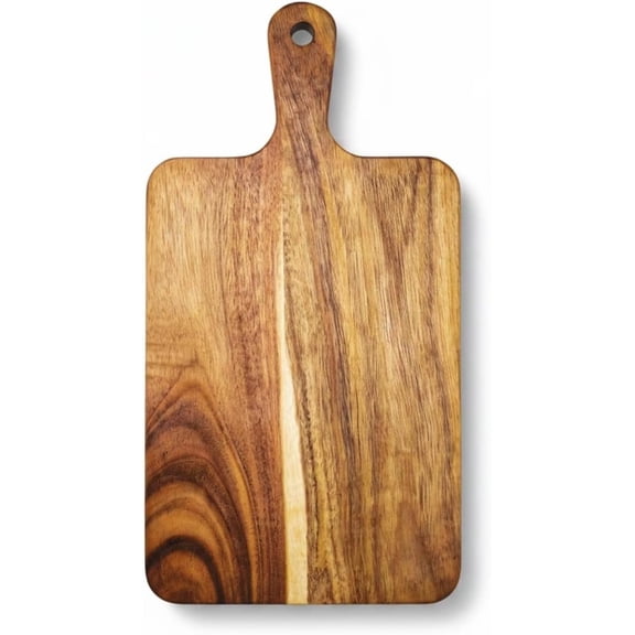 Small Acacia Board for Kitchen, 13'' x 7'' Wooden Board with Handle, Charcuterie Board, Cheese Board, Decorative Wooden Serving Board, A Any Occasion