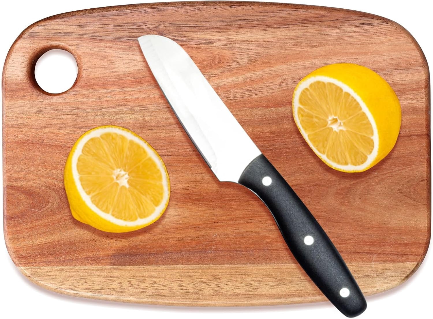 Small Acacia Wood Cutting Boards for Kitchen with Hanging – Medium Wooden Board Vegetables, Fruit, Bread, Meat, Cheese, Charcuterie - BPA Free, 10" x 8"