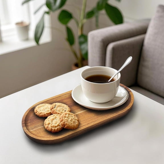 Small Acacia Wooden Tray Rustic Wood Serving Trays Oval Charcuterie for Food Cheese Cookie Fruit Sushi Breakfast Bread Appetizer Plates Decorative Platters