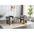 thumbnail image 1 of Small Accent Chairs Set of 2, Modern and Elegant Armchair, Fabric Upholstered Living Room Chair Dining Chair with Hollow Back, Comfy Barrel Side Chairs for Living Room Bedroom Makeup Room, Grey, 1 of 9