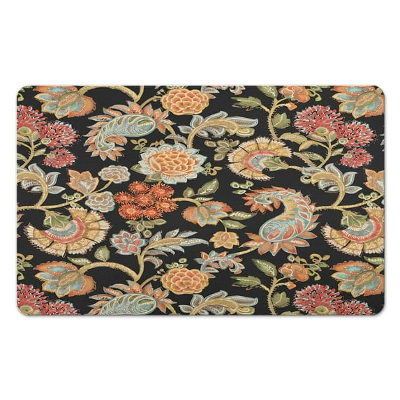 Small Accent Floral Green Rug 20x32 Inch - Modern Washable, Non-Slip Carpet for Bedroom, Bathroom, Entryway and Laundry Room - Distressed Area Rug