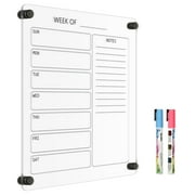 Small Acrylic Calendar for Wall, 12" X 14" Clear Acrylic Wall Calendar, Clear Wet & Dry Erase Calendar Hanging Frameless Weekly Planner for Office, Home or School
