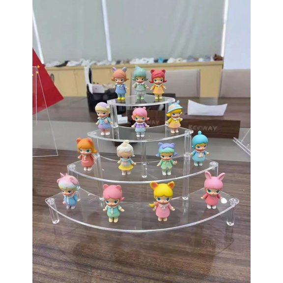 Small Acrylic Display Riser, 4 Tier Desktop Display Stand for Mini Figurines, Doll Corner Shelf for Home and Office