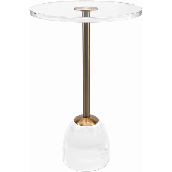 Small Acrylic Drink Table, Modern Clear End Table with Metal Support Base Acrylic Side Table for Office, Living Room, Bedroom, Easy Assembly, 13.8" L x 13.8" W x 22.1" H