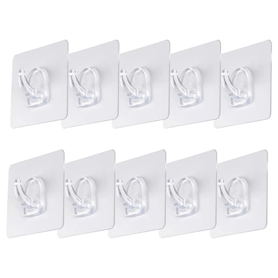 Small Adhesive Wall Hooks with Adhesive Strips Damage Free Sticky Hooks for Hanging Decorations Lights And Cables Plastic Utility Hook for Home Kitchen Bathroom No Drill Removable , 10 Hooks