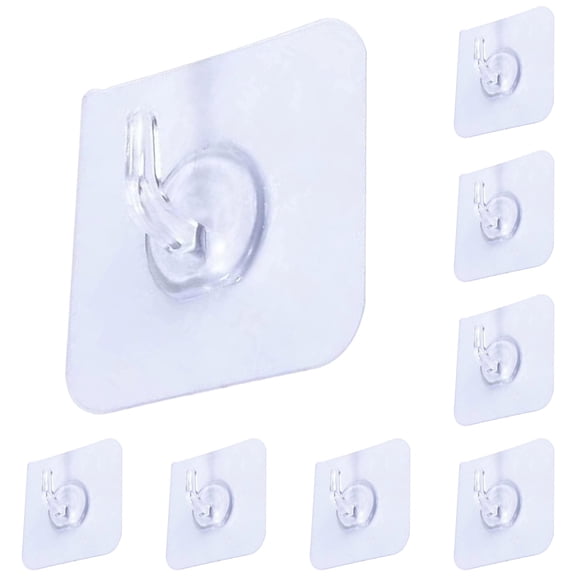 Small Adhesive Wall Hooks, Damage Free Sticky Hooks for Walls, Transparent Removable Hooks for Hanging Decorations, Lights, Cables, Kitchen & Bathroom Organization,30pc