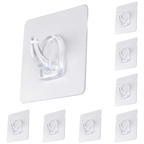 Small Adhesive Wall Hooks, Damage Free Sticky Hooks for Walls, Transparent Removable Hooks for Hanging Decorations, Lights, Cables, Kitchen & Bathroom Organization,30pc