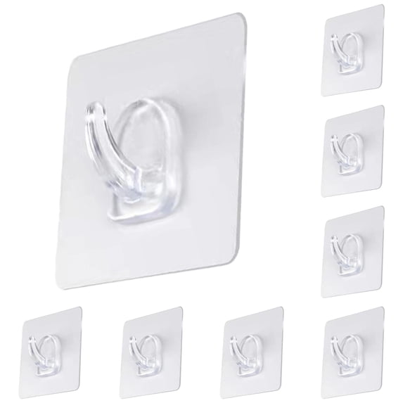 Small Adhesive Wall Hooks Damage Free Sticky Hooks Waterproof Oilproof for Bathroom Kitchen Decorations Cables Clear6, 2X2In, 30Pcs