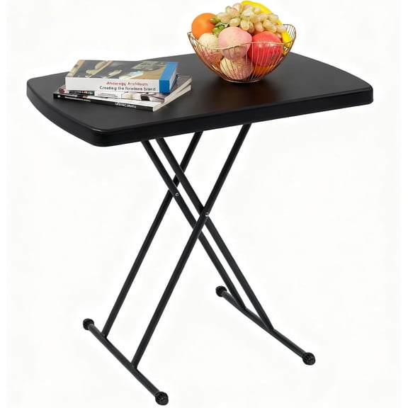 Small Adjustable Folding Table, 30" Portable Laptop TV Tray Desk, 13.8"-28" Height, HDPE Plastic & Steel Frame