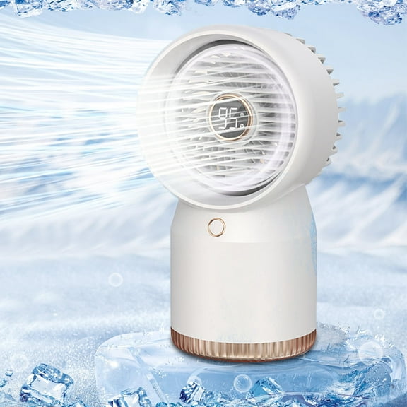Small Air Conditioner Cold Fan, Portable Humidifier, Evaporative Air Cooler, USB Cooling Fan for Home Office Desktop with Night Light, 4 Speeds, Type-C Plug and Play