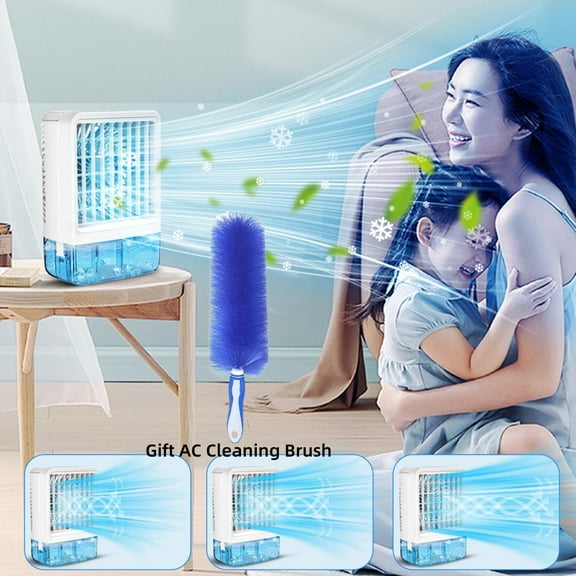 Small Air Conditioner,Mini Ac Portable Air Conditioners,Large-Capacity Water Tank-2 Spray Ports-3 Wind Speed-7 Colorful Led Light Cool Mist Timer Air Cooler,Bedroom/Home/Office/Exercise/Outdoor