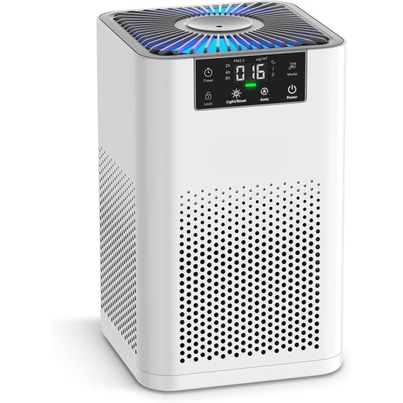 Small Air Purifier for , HEPA Air Purifiers for , Odors, Quiet Air Cleaner with for Bedroom & Office, Real-Time PM 2.5 Display, 22dB Sleep Mode, 360?Airflow, White