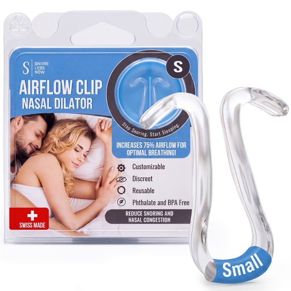 SnoreLessNow Airflow Clip Nasal Dilator, Small, 1 Pack, Clear - Anti-Snoring Expander Strip Alternative for Sleeping & Breathing Relief