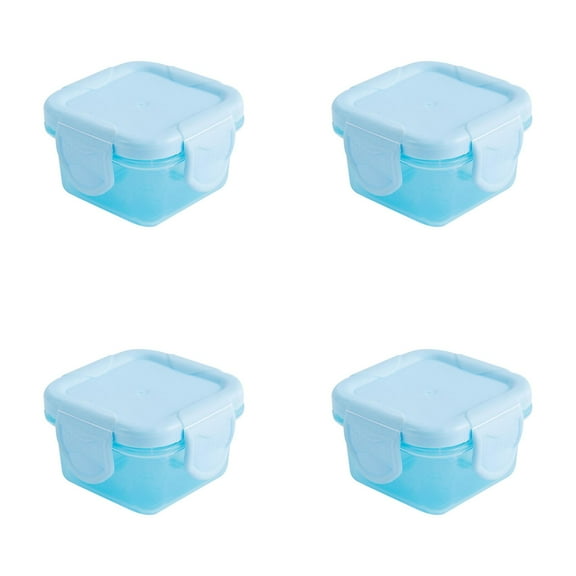 Small Airtight Plastic Food Storage Containers with Lids – Square Lunch Box for Kids Snacks Leftovers – Mini Meal Prep Container (Dream Blue)