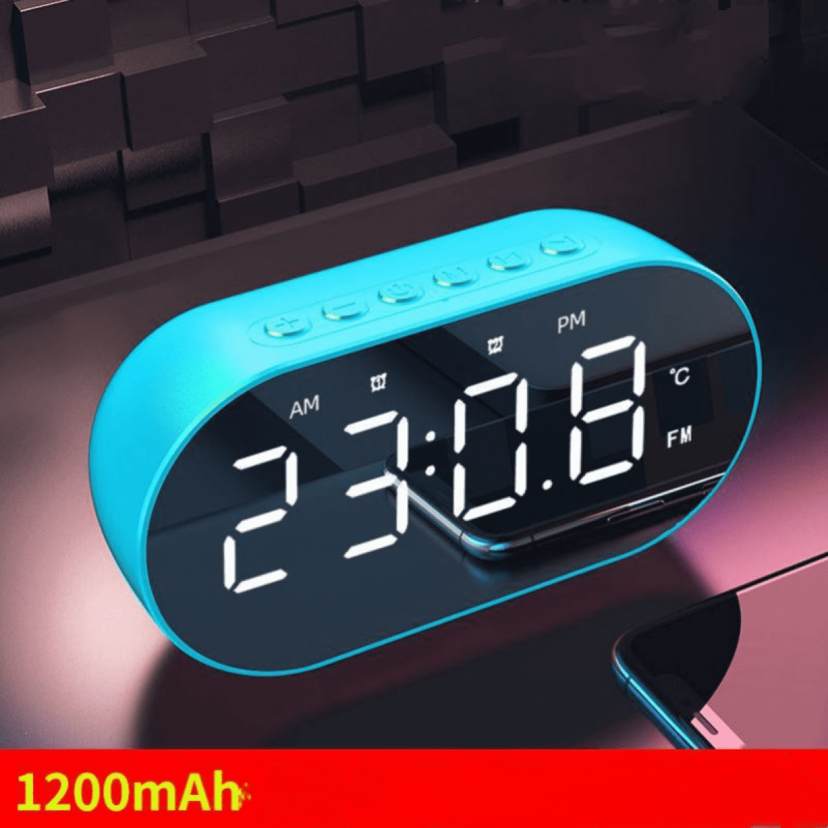 Small Alarm Clock Radio for Bedrooms with , Alarm, USB Charger, Battery