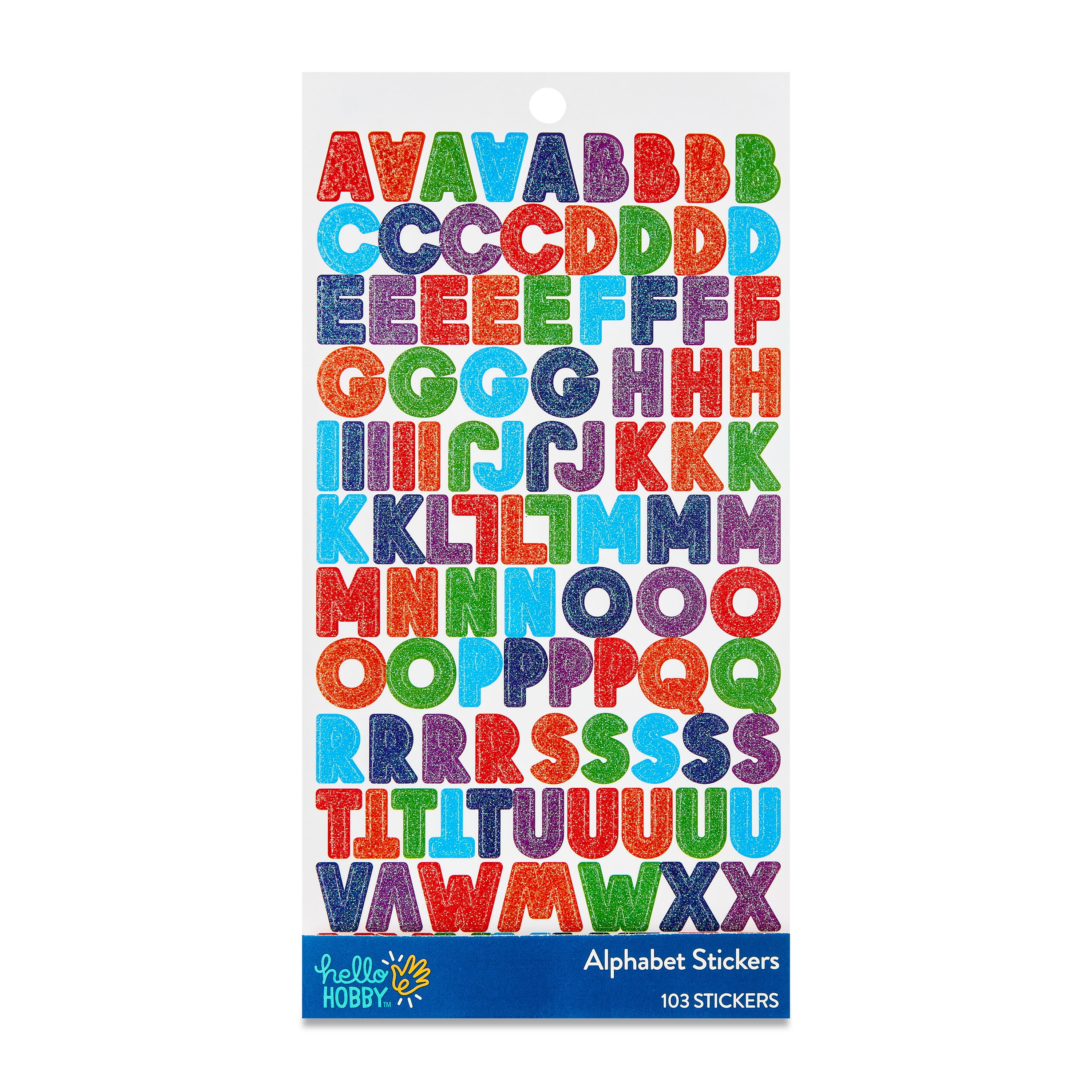 Hello Hobby Glitter Alphabet Stickers – Multicolor, 103 Count
