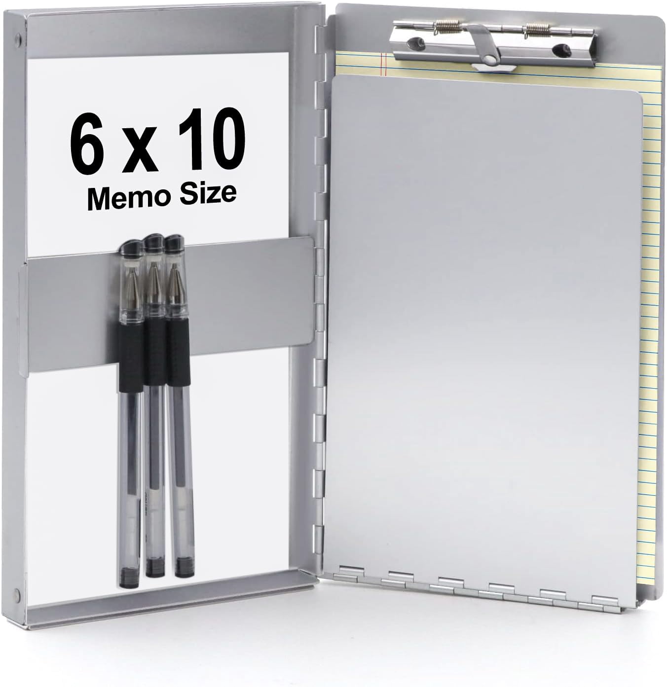 Small Aluminum Clipboard With Storage (memo Size)  6 X 10.2 Inches Recycled Metal Snapak Form Holder Binder Inside Serrated Clip Posse Box For Truck Driver Fits Half Letter Size Paper