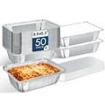 thumbnail image 1 of Small Aluminum Pans with Lids (50-Pack, 8.6"×6.3") – 2.25LB Tin Foil Pans with Lids, Disposable Aluminum Food Containers with Lids for Take-out, Meal Prep, Food Storage & To-Go, 1 of 7