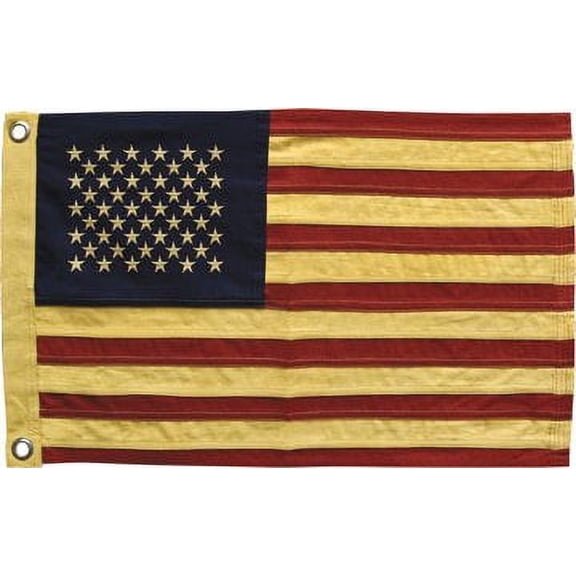 Small American Flag Aged Embroidered Stars Red White Heavy Cotton Stripes Country Primitive Patriotic Dcor