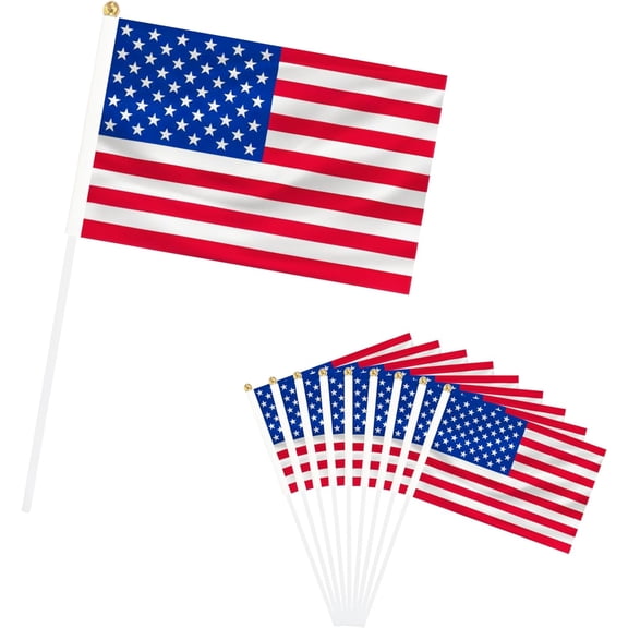 Small American Flag Mini Usa Flag On Stick Handheld Us Flag For July 4th Decoration -10/20/50/100pcs