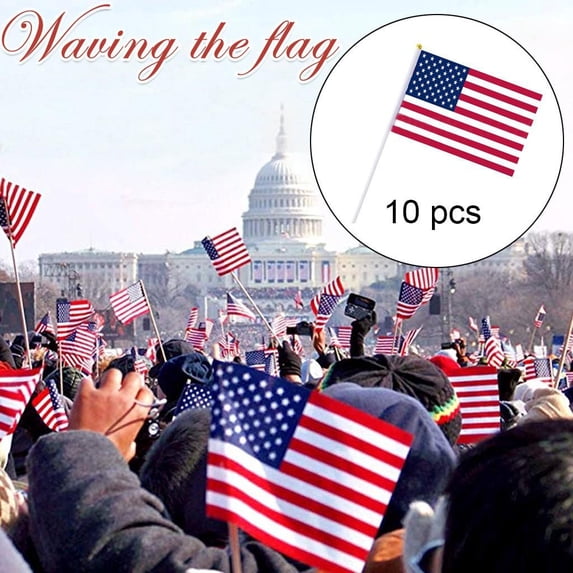 Small American Flags, Mini American Flags on Stick, 6X8 in, 10 Pc, Fourth of July decorations, Patriotic decorations, Patriotic decor, Parades, Block Parties